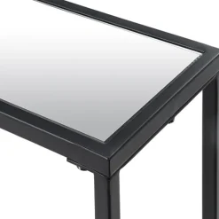 Kirkland's Home Black Metal Mirrored Top Console Table- Console Tables
