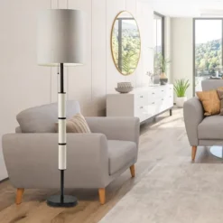Kirkland's Home Black Metal Modern Accented Floor Lamp- Floor Lamps