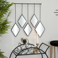 Kirkland's Home Black Metal Nova Hanging Wall Mirror- Decorative Mirrors