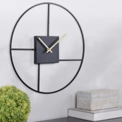 Kirkland's Home Black Metal Open Back Abstract Wall Clock- Clocks