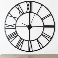 Kirkland's Home Black Metal Open Face Aiden Wall Clock- Clocks
