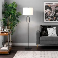 Kirkland's Home Black Metal Oval Gold Center Floor Lamp- Floor Lamps