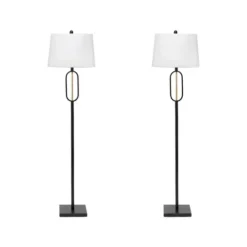 Kirkland's Home Black Metal Oval Gold Center Floor Lamp- Floor Lamps