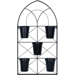 Kirkland's Home Black Metal Panel 5-Pot Wall Planter- Wall Storage