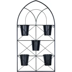 Kirkland's Home Black Metal Panel 5-Pot Wall Planter- Wall Storage