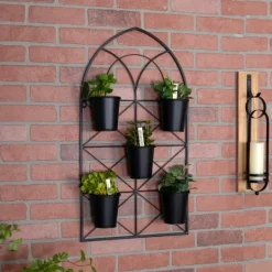 Kirkland's Home Black Metal Panel 5-Pot Wall Planter- Wall Storage
