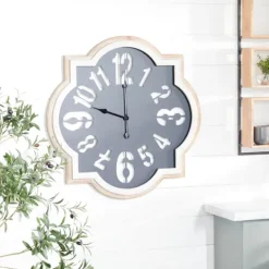 Kirkland's Home Black Metal Quatrefoil Farmhouse Wall Clock- Clocks