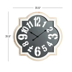 Kirkland's Home Black Metal Quatrefoil Farmhouse Wall Clock- Clocks