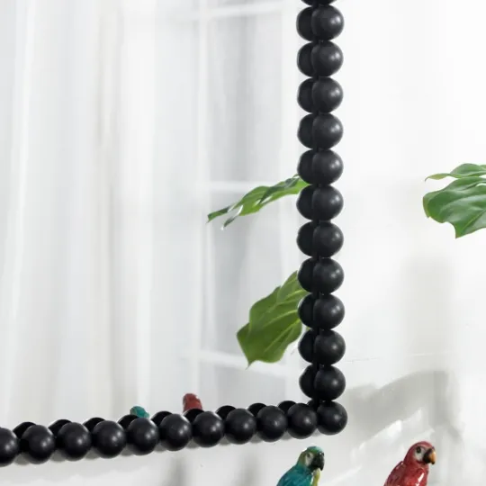 Kirkland's Home Black Metal Rectangle Beaded Wall Mirror- Decorative Mirrors