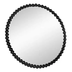 Kirkland's Home Black Metal Round Beaded Wall Mirror- Decorative Mirrors