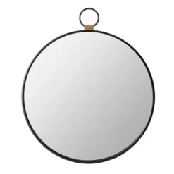 Kirkland's Home Black Metal Round Top Loop Wall Mirror- Decorative Mirrors
