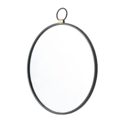 Kirkland's Home Black Metal Round Top Loop Wall Mirror- Decorative Mirrors