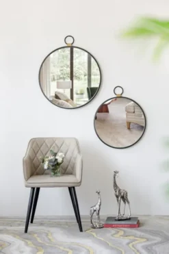 Kirkland's Home Black Metal Round Top Loop Wall Mirror- Decorative Mirrors