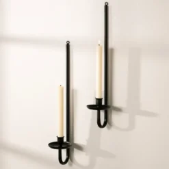 Kirkland's Home Black Metal Taper Candle Holder Sconces, Set Of 2- Sconces