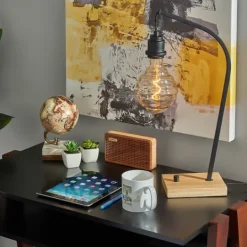 Kirkland's Home Black Metal Textured Edison Table Lamp- Table Lamps