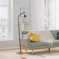 Kirkland's Home Black Metal Textured Edison Floor Lamp- Floor Lamps