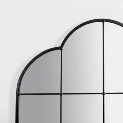Kirkland's Home Black Metal Windowpane Arched Wall Mirror- Decorative Mirrors