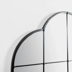 Kirkland's Home Black Metal Windowpane Arched Wall Mirror- Decorative Mirrors