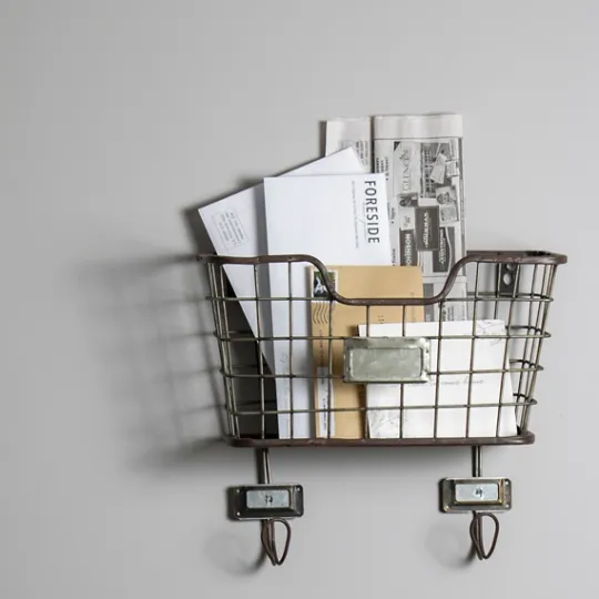 Kirkland's Home Black Metal Wire Mail Wall Pocket- Wall Storage