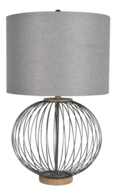 Kirkland's Home Black Metal Wire Sphere Table Lamp- Table Lamps