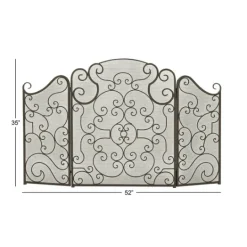 Kirkland's Home Black Metallic Scroll Three-Panel Fire Screen- Fireplace Accessories