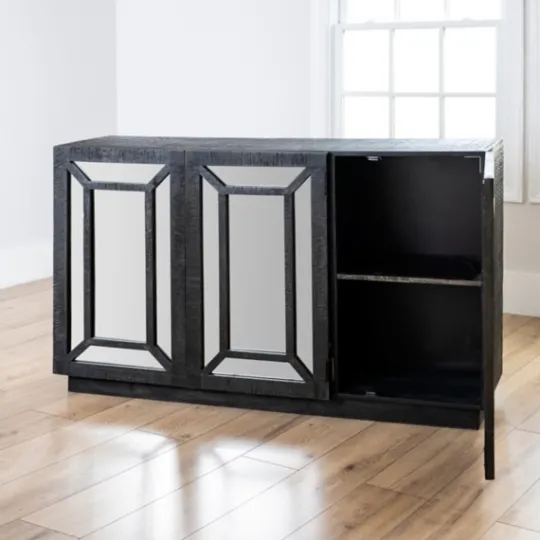 Kirkland's Home Black Mirrored 3-Door Sideboard- Cabinets & Sideboards