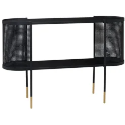 Kirkland's Home Black Modern Oval Perforated Console Table- Console Tables