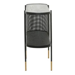 Kirkland's Home Black Modern Oval Perforated Console Table- Console Tables