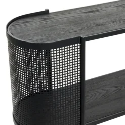 Kirkland's Home Black Modern Oval Perforated Console Table- Console Tables