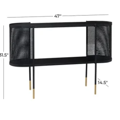 Kirkland's Home Black Modern Oval Perforated Console Table- Console Tables