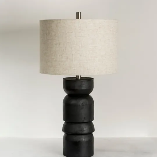 Kirkland's Home Black Modern Ridge Table Lamp- Table Lamps