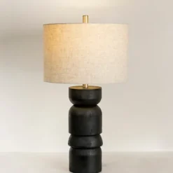 Kirkland's Home Black Modern Ridge Table Lamp- Table Lamps