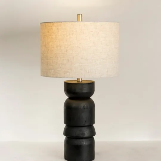 Kirkland's Home Black Modern Ridge Table Lamp- Table Lamps