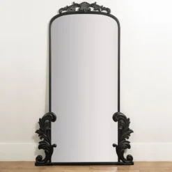 Kirkland's Home Black Ornate Scroll Bordeaux Wood Mirror- Decorative Mirrors