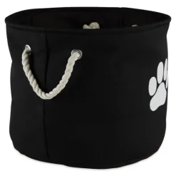 Kirkland's Home Black Paw Print Round Pet Basket- Baskets & Boxes