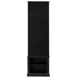 Kirkland's Home Black Pine Wood Grooved Hall Tree- Entryway Furniture