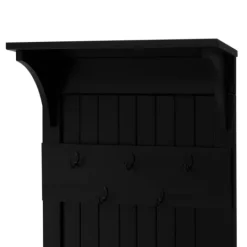Kirkland's Home Black Pine Wood Grooved Hall Tree- Entryway Furniture