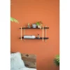 Kirkland's Home Black Rattan Wrapped Double Tiered Wall Shelf- Shelves