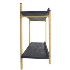 Kirkland's Home Black Rattan Wrapped Double Tiered Wall Shelf- Shelves