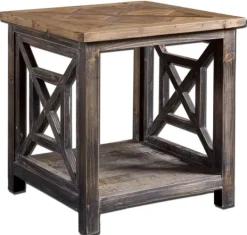 Kirkland's Home Black Reclaimed Fir Wood Accent Table- Accent & End Tables