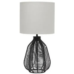Kirkland's Home Black Rope Woven Table Lamp- Table Lamps