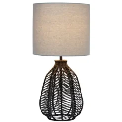 Kirkland's Home Black Rope Woven Table Lamp- Table Lamps