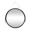 Kirkland's Home Black Round Framed Mirror With Leather Strap- Framed Mirrors