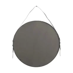 Kirkland's Home Black Round Framed Mirror With Leather Strap- Framed Mirrors