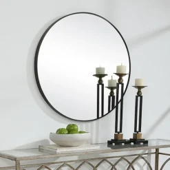Kirkland's Home Black Round Simple Frame Large Wall Mirror- Framed Mirrors