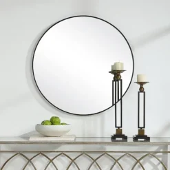 Kirkland's Home Black Round Simple Frame Large Wall Mirror- Framed Mirrors