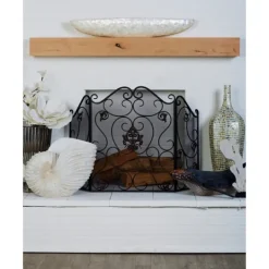 Kirkland's Home Black Scroll And Medallion Metal Fireplace Screen- Fireplace Accessories