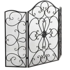 Kirkland's Home Black Scroll Work Metal Fireplace Screen- Fireplace Accessories