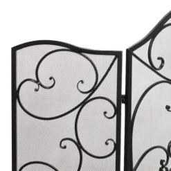 Kirkland's Home Black Scroll Work Metal Fireplace Screen- Fireplace Accessories