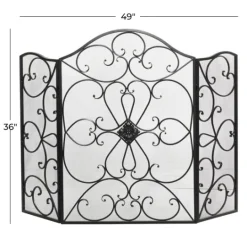 Kirkland's Home Black Scroll Work Metal Fireplace Screen- Fireplace Accessories